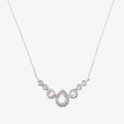 Vieste Rosa Halo Frontal Crystal 16 Inch Link Pear Pendant Necklace