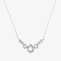 Vieste Rosa Halo Frontal Crystal 16 Inch Link Pear Pendant Necklace