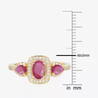 Womens 1/5 CT. T.W. Lead Glass-Filled Red Ruby 10K Gold Cushion Cocktail Ring