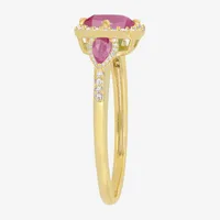 Womens 1/5 CT. T.W. Lead Glass-Filled Red Ruby 10K Gold Cushion Cocktail Ring