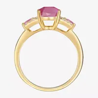 Womens 1/5 CT. T.W. Lead Glass-Filled Red Ruby 10K Gold Cushion Cocktail Ring