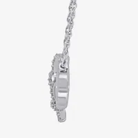 Hallmark Diamonds Paw Print Womens 1/10 CT. T.W. Natural White Diamond Sterling Silver Heart Pendant Necklace