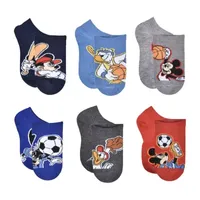 Little Boys 6 Pair Mickey Mouse Multi-Pack No Show Socks