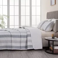 Linery Patterned Stripe Design Reversible Quilt Set