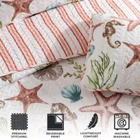 Linery Watercolor Sea Life Reversible Quilt Set