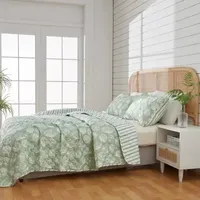 Linery Green Seashell Reversible Quilt Set