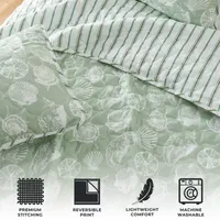 Linery Green Seashell Reversible Quilt Set