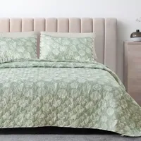 Linery Green Seashell Reversible Quilt Set