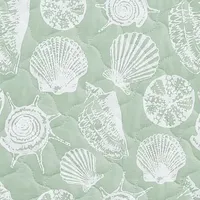 Linery Green Seashell Reversible Quilt Set