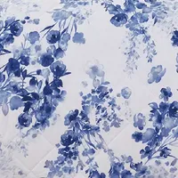 Linery Blue Watercolor Florals Reversible Quilt Set