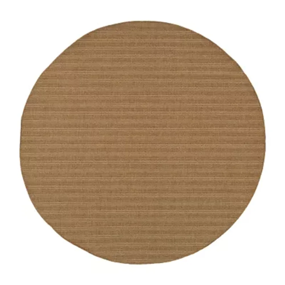 Covington Home Kehlani Tonal Stripe 7'10"X7'10" Indoor Outdoor Round Area Rug