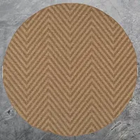 Covington Home Kehlani Chevron Stripe 7'10"X7'10" Indoor Outdoor Round Area Rug