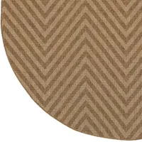 Covington Home Kehlani Chevron Stripe 7'10"X7'10" Indoor Outdoor Round Area Rug