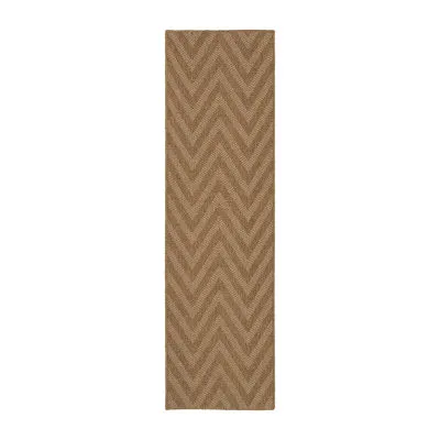 Covington Home Kehlani Chevron Stripe 2'3"X7'6" Indoor Outdoor Rectangular Runner