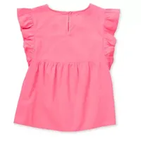 Thereabouts Little & Big Girls Flutter Sleeve Round Neck Short Blouse