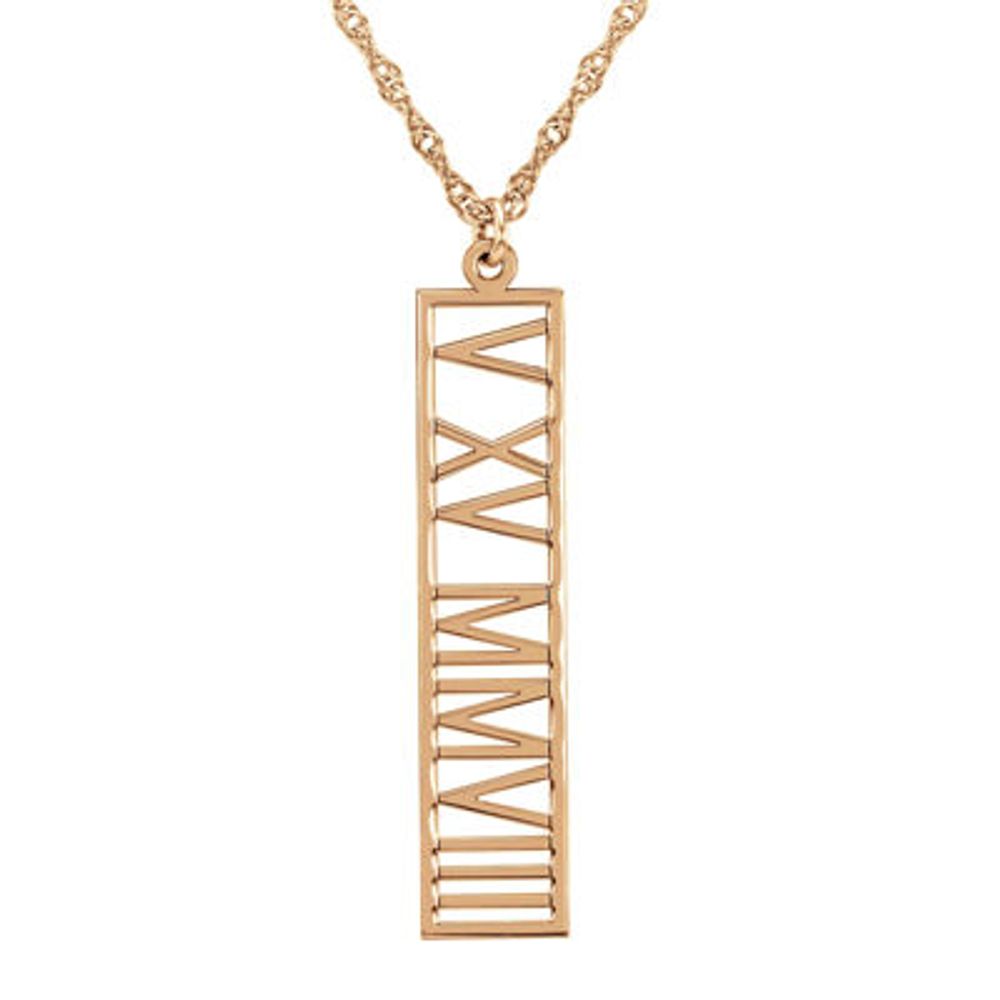 Personalized Roman Numeral Date Pendant Necklace