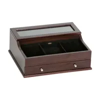 Mele and Co Hampdenb Glass Top Mahogany-Finish Valet