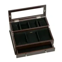 Mele and Co Hampdenb Glass Top Mahogany-Finish Valet