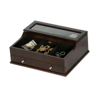 Mele and Co Hampdenb Glass Top Mahogany-Finish Valet