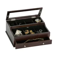 Mele and Co Hampdenb Glass Top Mahogany-Finish Valet