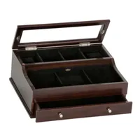 Mele and Co Hampdenb Glass Top Mahogany-Finish Valet