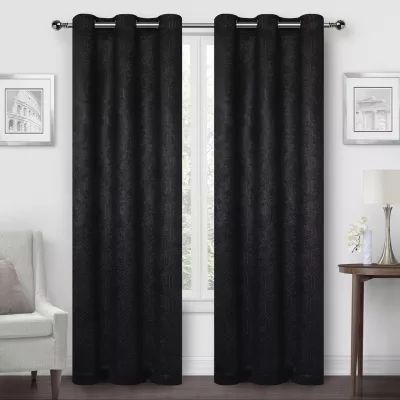 Regal Home Geo Lattice Energy Saving Embossed Blackout Grommet Top Set of 2 Curtain Panel