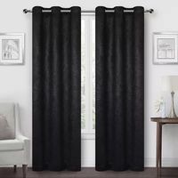 Regal Home Geo Lattice Energy Saving Embossed Blackout Grommet Top Set of 2 Curtain Panel