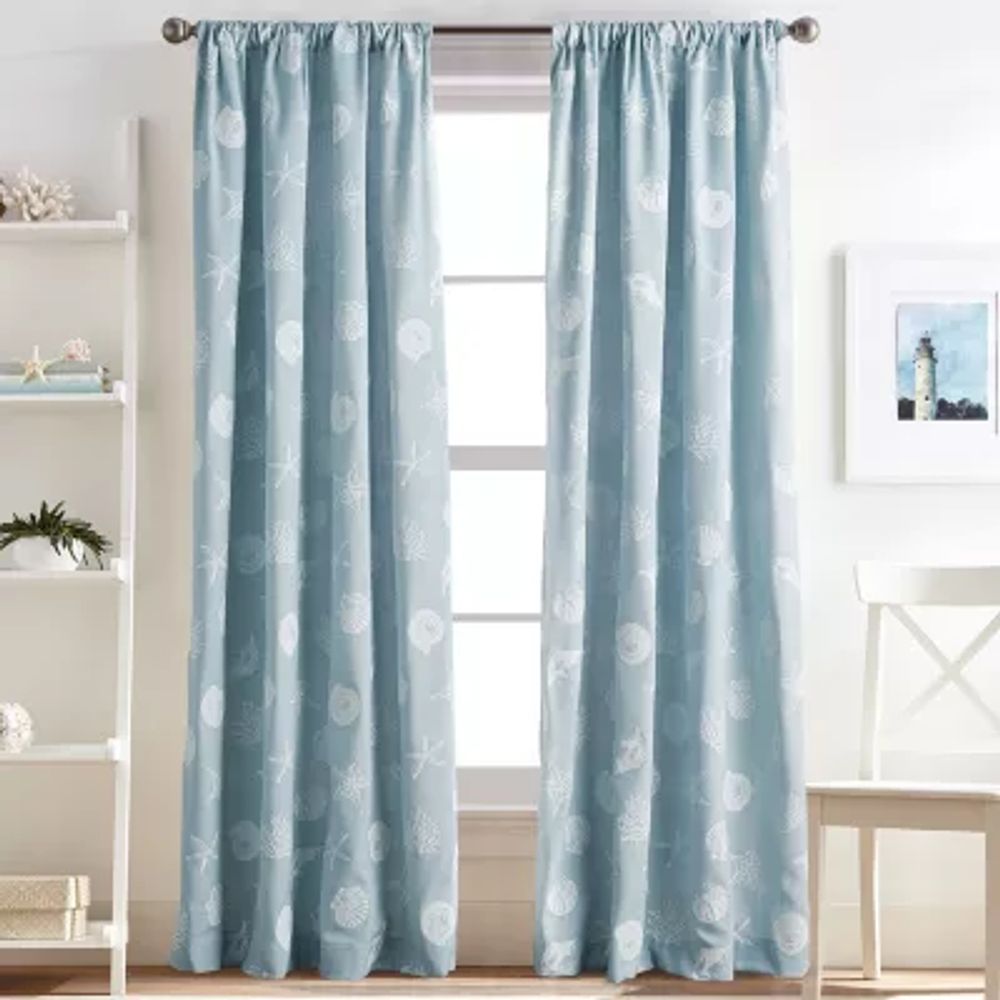 CHF Seashells Light-Filtering Rod Pocket Single Curtain Panel