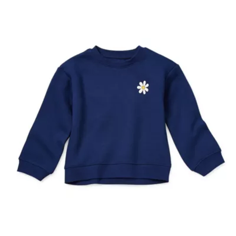 Okie Dokie Toddler & Little Girls Round Neck Long Sleeve Sweatshirt