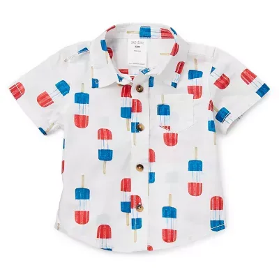 Okie Dokie Baby Boys Short Sleeve Button-Down Shirt