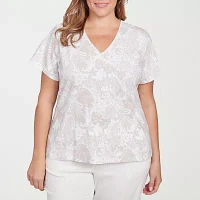Hearts Of Palm Womens Plus V Neck Short Sleeve T-Shirt