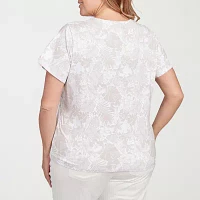 Hearts Of Palm Womens Plus V Neck Short Sleeve T-Shirt