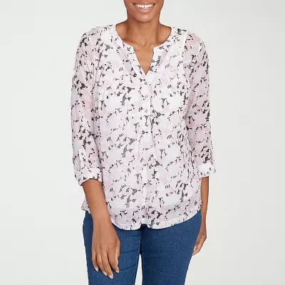 Hearts Of Palm Womens Split Crew Neck 3/4 Sleeve T-Shirt
