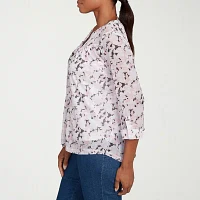 Hearts Of Palm Womens Split Crew Neck 3/4 Sleeve T-Shirt