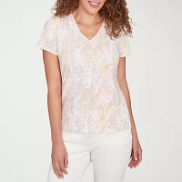 Hearts Of Palm Womens V Neck Short Sleeve T-Shirt