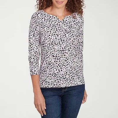 Hearts Of Palm Womens Split Crew Neck 3/4 Sleeve T-Shirt