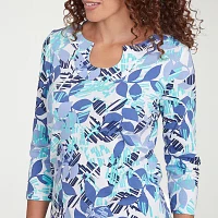 Hearts Of Palm Womens Scoop Neck 3/4 Sleeve T-Shirt