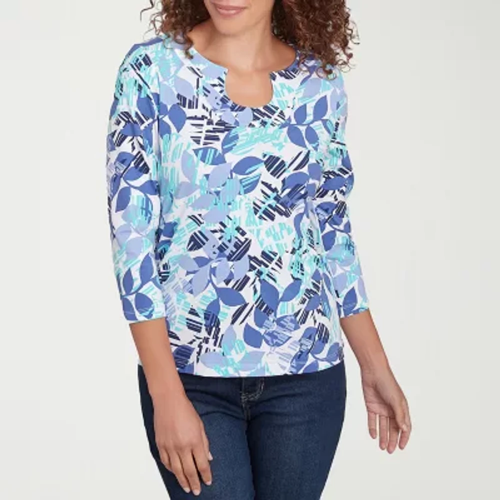 Hearts Of Palm Womens Scoop Neck 3/4 Sleeve T-Shirt