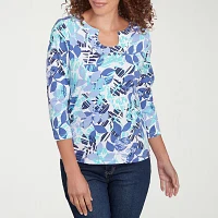 Hearts Of Palm Womens Scoop Neck 3/4 Sleeve T-Shirt