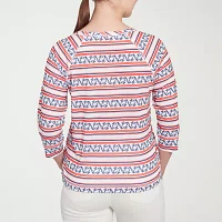 Hearts Of Palm Womens Keyhole Neck 3/4 Sleeve T-Shirt