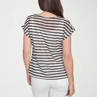 Hearts Of Palm Womens Split Crew Neck Short Sleeve T-Shirt