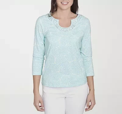 Hearts Of Palm Womens Scoop Neck 3/4 Sleeve T-Shirt