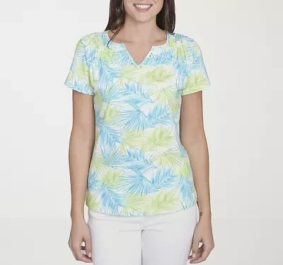 Hearts Of Palm Womens Split Crew Neck Short Sleeve T-Shirt
