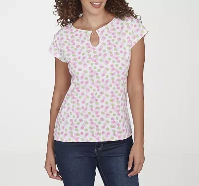 Hearts Of Palm Womens Split Crew Neck Short Sleeve T-Shirt