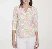 Hearts Of Palm Womens Split Crew Neck 3/4 Sleeve T-Shirt