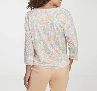 Hearts Of Palm Womens Henley Neck 3/4 Sleeve T-Shirt
