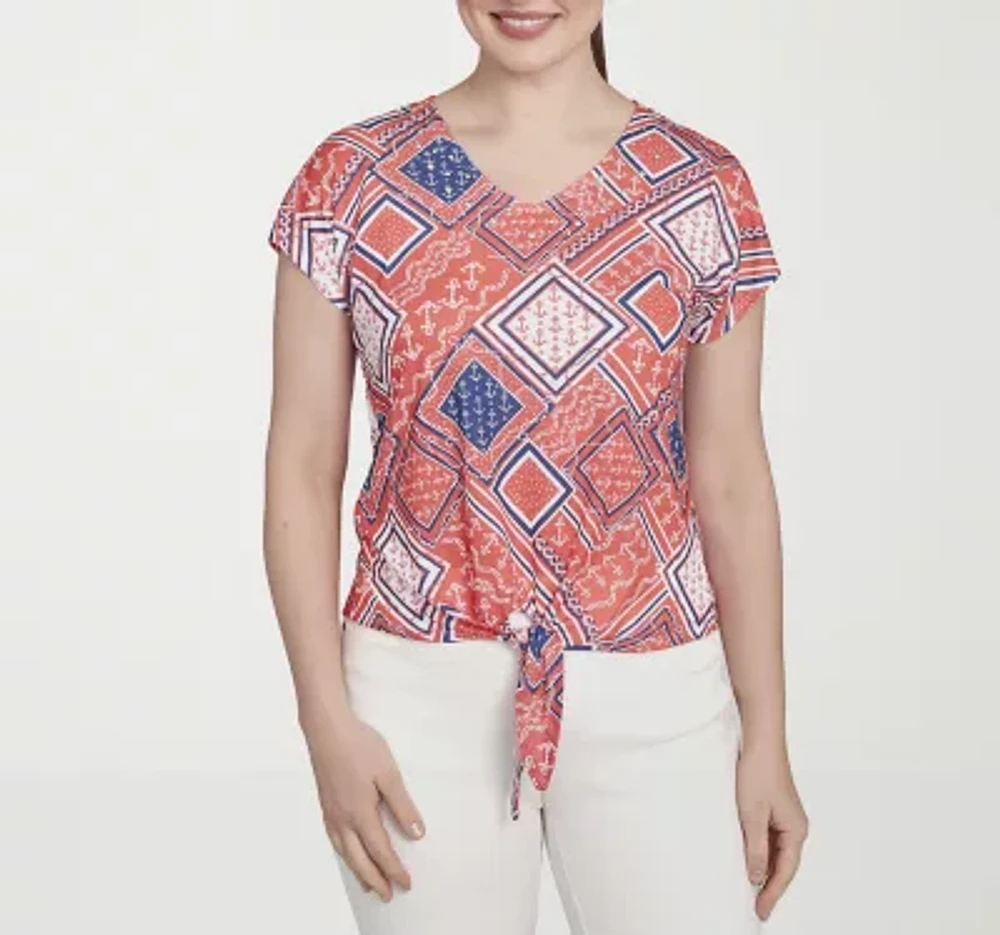 Hearts Of Palm Womens V Neck Short Sleeve T-Shirt