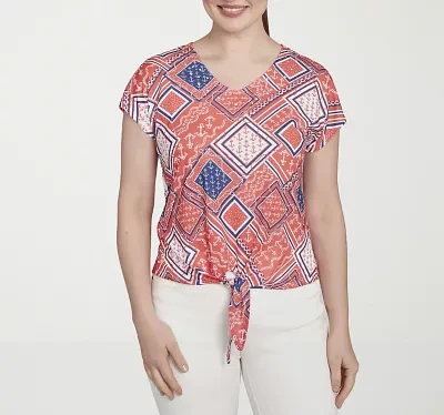Hearts Of Palm Womens V Neck Short Sleeve T-Shirt