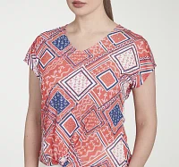 Hearts Of Palm Womens V Neck Short Sleeve T-Shirt