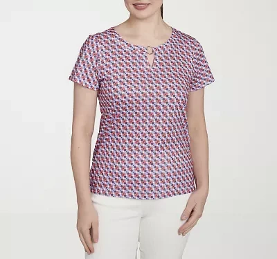 Hearts Of Palm Womens Split Crew Neck Short Sleeve T-Shirt